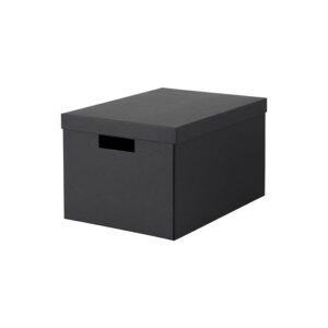 TJENA Storage box with lid, black 25x35x20 cm